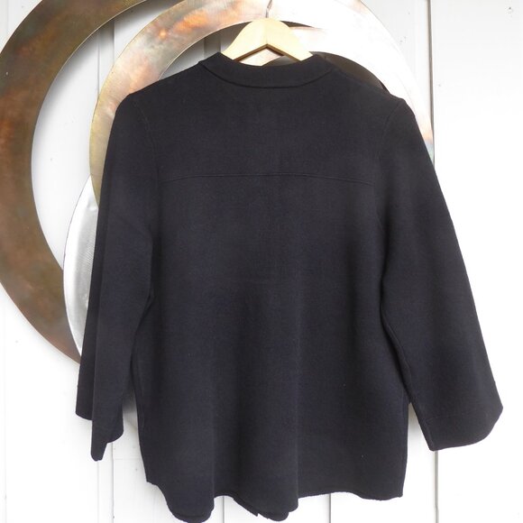 Melanie Lynne Black Dress Cardigan with gold detail, Size Lg. - Picture 2 of 6